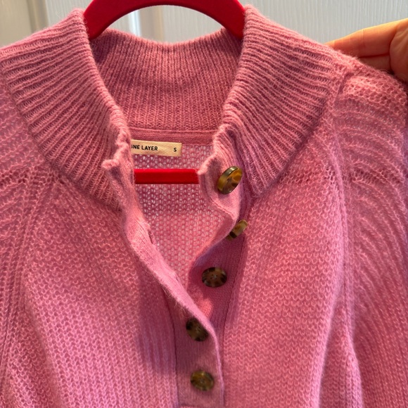 *MARINE LAYER DREAM YARN COLLARED PULLOVER SWEATER PINK PUNCH size S oversized - Picture 8 of 8